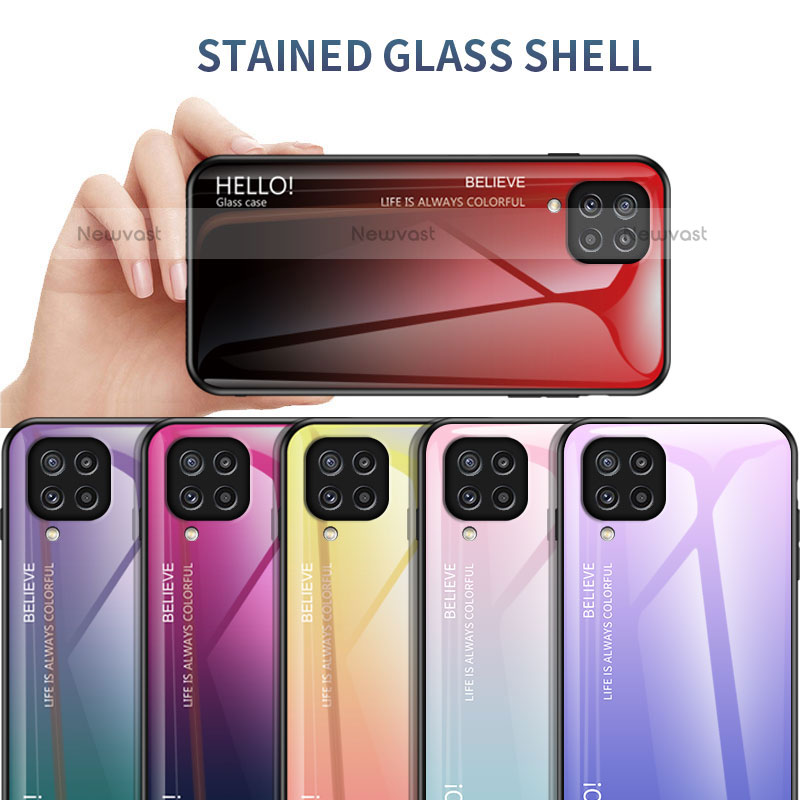 Silicone Frame Mirror Rainbow Gradient Case Cover LS1 for Samsung Galaxy M32 4G