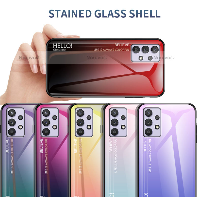 Silicone Frame Mirror Rainbow Gradient Case Cover LS1 for Samsung Galaxy M32 5G