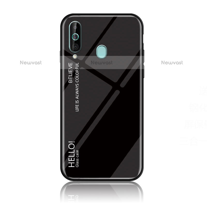 Silicone Frame Mirror Rainbow Gradient Case Cover LS1 for Samsung Galaxy M40 Black