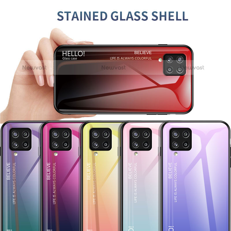 Silicone Frame Mirror Rainbow Gradient Case Cover LS1 for Samsung Galaxy M42 5G