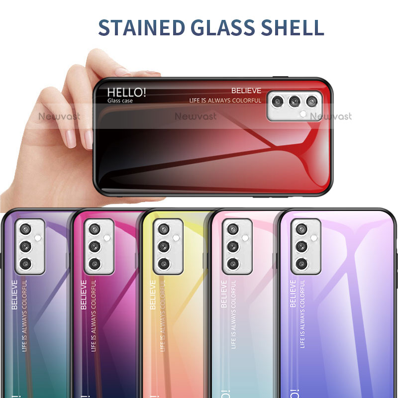 Silicone Frame Mirror Rainbow Gradient Case Cover LS1 for Samsung Galaxy M52 5G