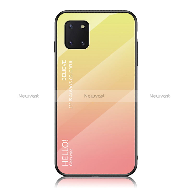 Silicone Frame Mirror Rainbow Gradient Case Cover LS1 for Samsung Galaxy M60s Yellow