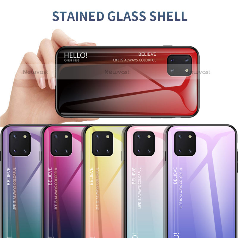Silicone Frame Mirror Rainbow Gradient Case Cover LS1 for Samsung Galaxy Note 10 Lite