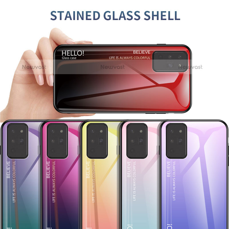 Silicone Frame Mirror Rainbow Gradient Case Cover LS1 for Samsung Galaxy Note 20 5G