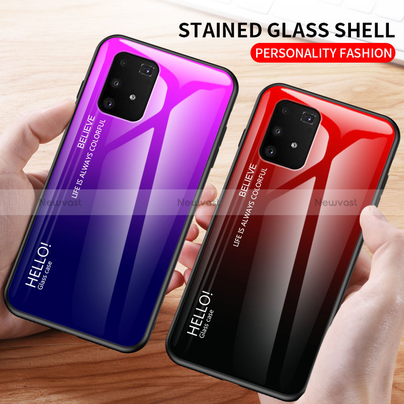 Silicone Frame Mirror Rainbow Gradient Case Cover LS1 for Samsung Galaxy S10 Lite