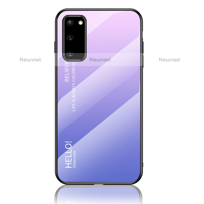 Silicone Frame Mirror Rainbow Gradient Case Cover LS1 for Samsung Galaxy S20 5G Clove Purple