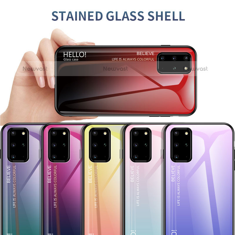 Silicone Frame Mirror Rainbow Gradient Case Cover LS1 for Samsung Galaxy S20 Plus 5G