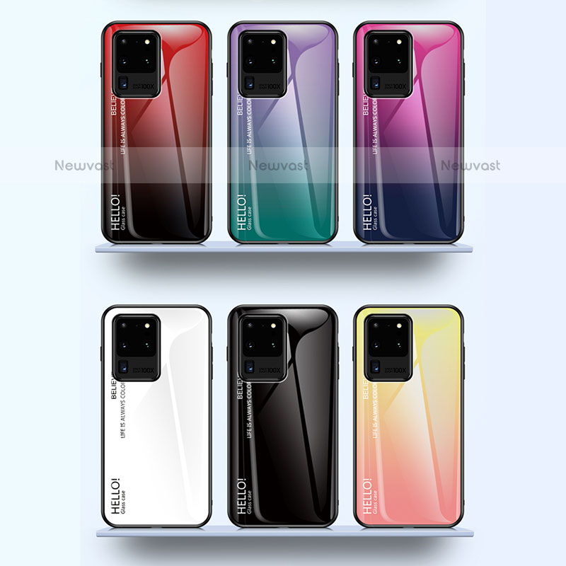 Silicone Frame Mirror Rainbow Gradient Case Cover LS1 for Samsung Galaxy S20 Ultra 5G