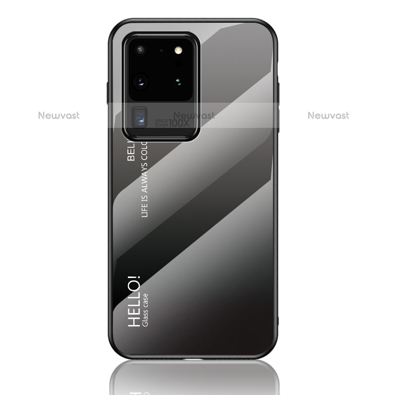 Silicone Frame Mirror Rainbow Gradient Case Cover LS1 for Samsung Galaxy S20 Ultra 5G Dark Gray