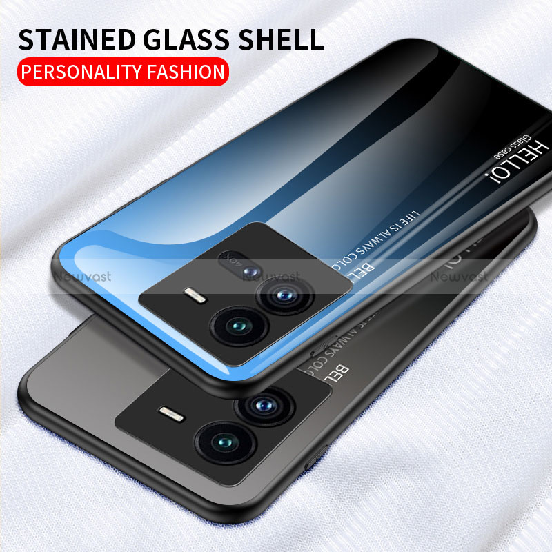 Silicone Frame Mirror Rainbow Gradient Case Cover LS1 for Vivo iQOO 10 Pro 5G
