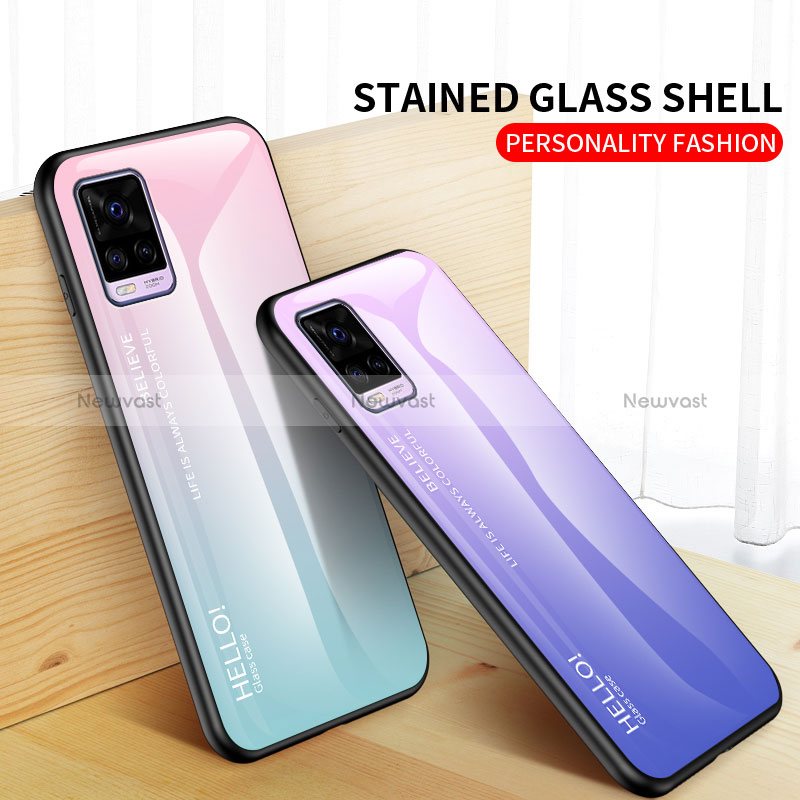 Silicone Frame Mirror Rainbow Gradient Case Cover LS1 for Vivo V20