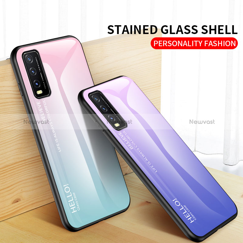 Silicone Frame Mirror Rainbow Gradient Case Cover LS1 for Vivo Y11s