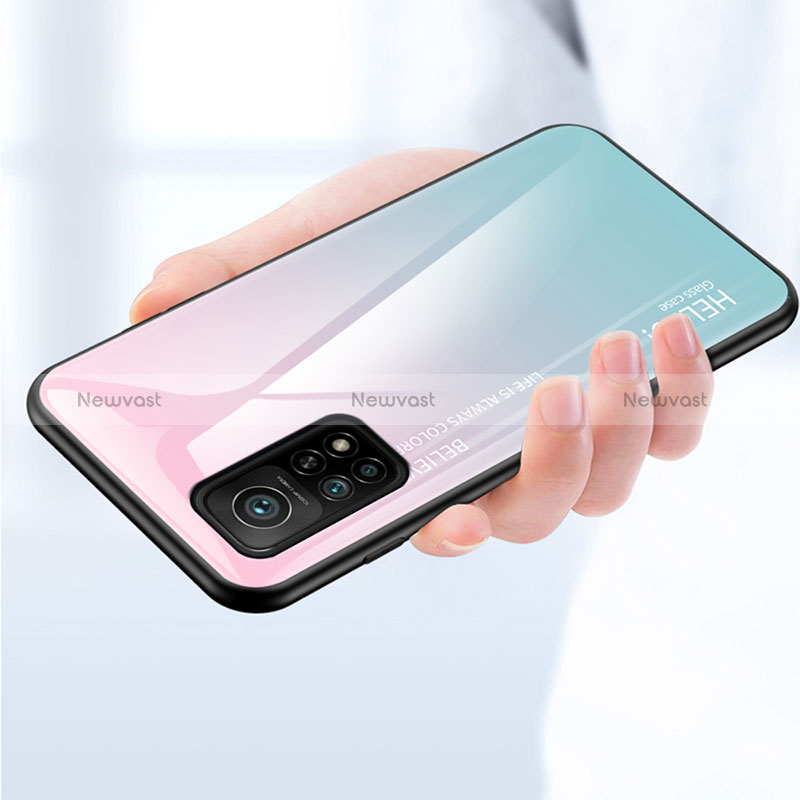 Silicone Frame Mirror Rainbow Gradient Case Cover LS1 for Xiaomi Mi 10T Pro 5G