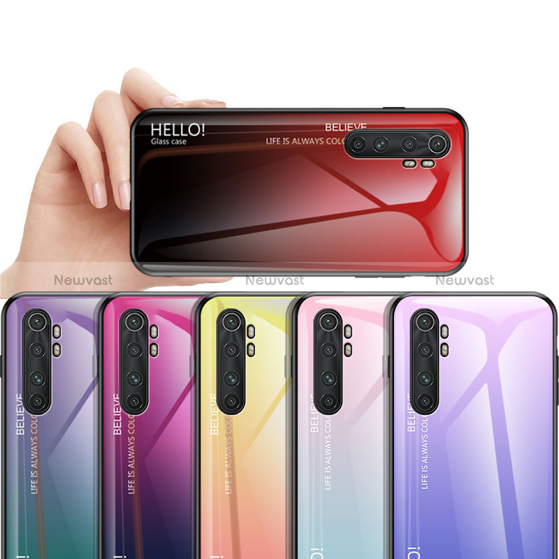 Silicone Frame Mirror Rainbow Gradient Case Cover LS1 for Xiaomi Mi Note 10 Lite