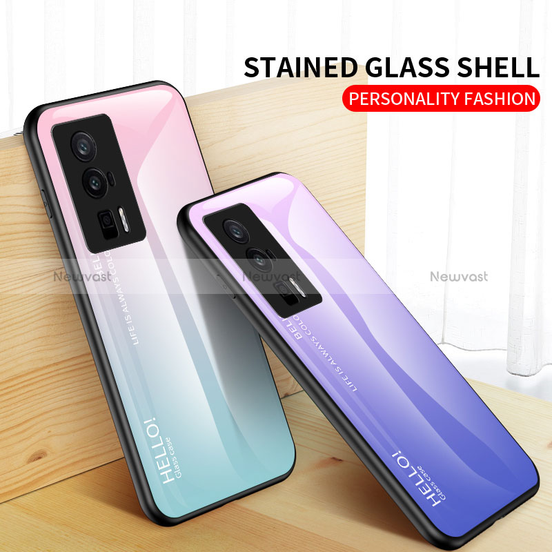Silicone Frame Mirror Rainbow Gradient Case Cover LS1 for Xiaomi Poco F5 Pro 5G