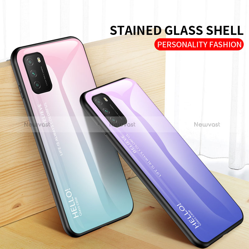 Silicone Frame Mirror Rainbow Gradient Case Cover LS1 for Xiaomi Poco M3