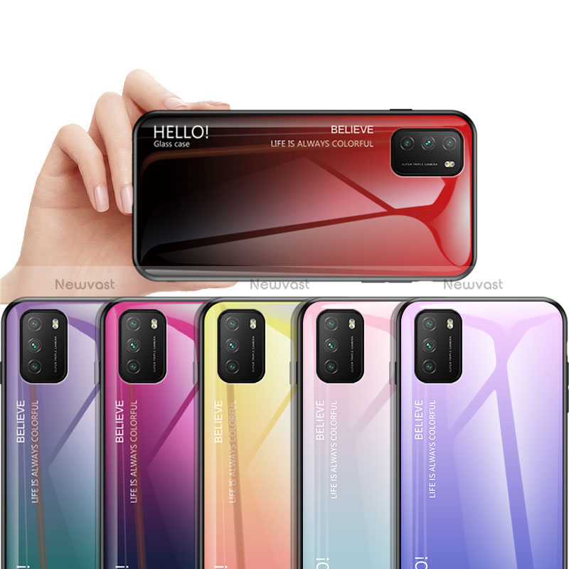 Silicone Frame Mirror Rainbow Gradient Case Cover LS1 for Xiaomi Poco M3