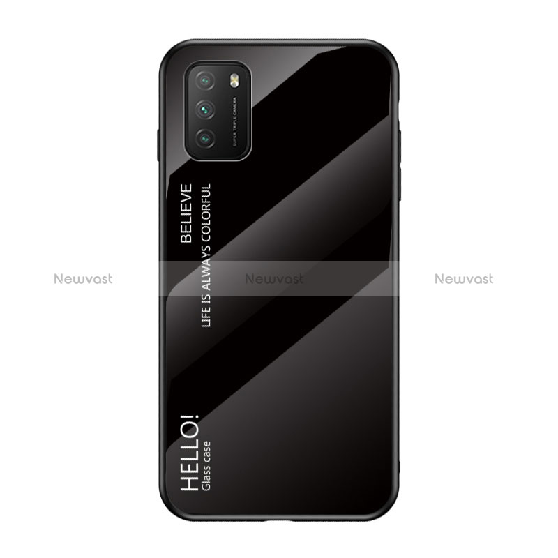 Silicone Frame Mirror Rainbow Gradient Case Cover LS1 for Xiaomi Poco M3 Black