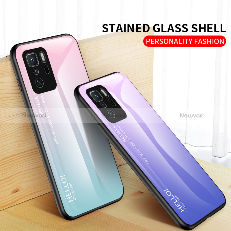 Silicone Frame Mirror Rainbow Gradient Case Cover LS1 for Xiaomi Poco X3 GT 5G