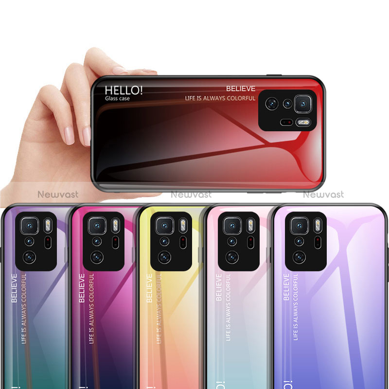 Silicone Frame Mirror Rainbow Gradient Case Cover LS1 for Xiaomi Poco X3 GT 5G