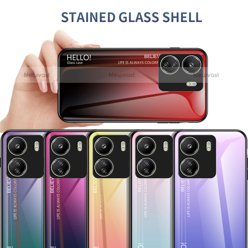Silicone Frame Mirror Rainbow Gradient Case Cover LS1 for Xiaomi Redmi 13C