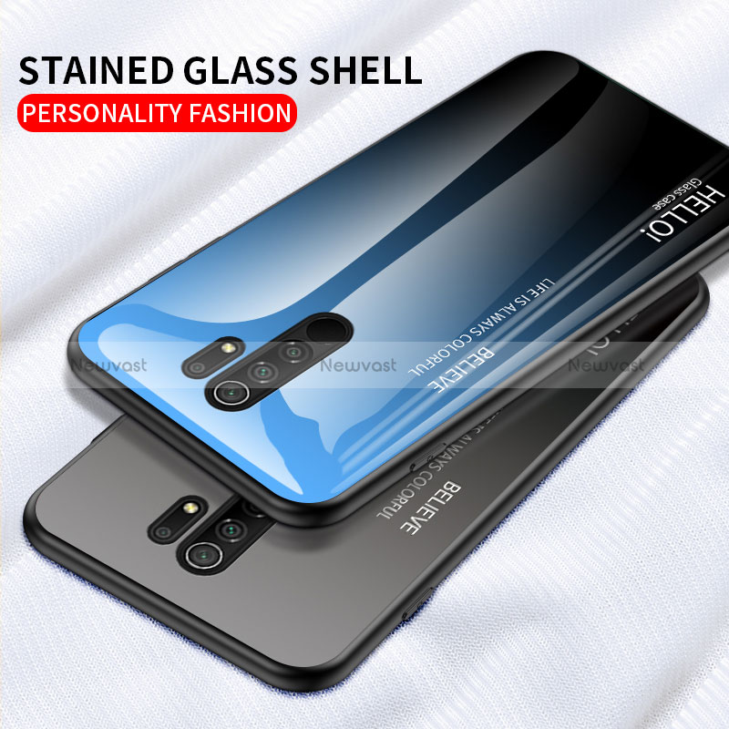 Silicone Frame Mirror Rainbow Gradient Case Cover LS1 for Xiaomi Redmi 9