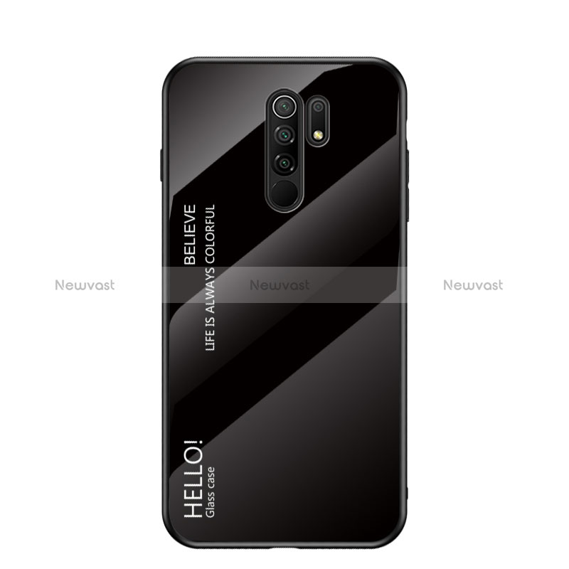 Silicone Frame Mirror Rainbow Gradient Case Cover LS1 for Xiaomi Redmi 9 Black
