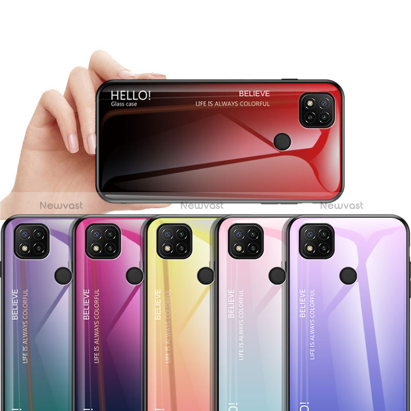 Silicone Frame Mirror Rainbow Gradient Case Cover LS1 for Xiaomi Redmi 9 India