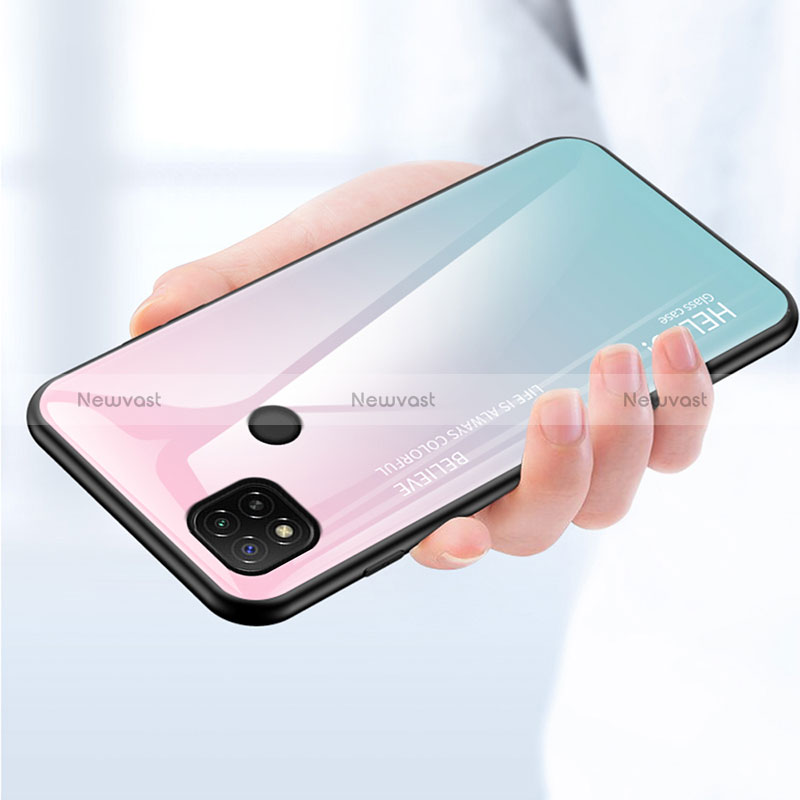 Silicone Frame Mirror Rainbow Gradient Case Cover LS1 for Xiaomi Redmi 9 India