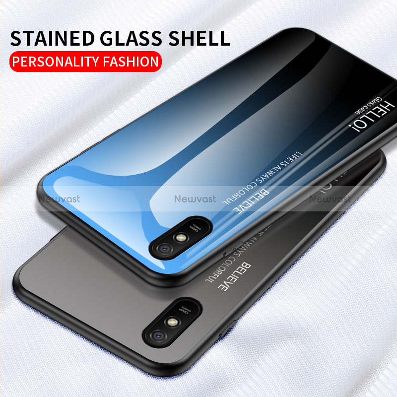 Silicone Frame Mirror Rainbow Gradient Case Cover LS1 for Xiaomi Redmi 9A
