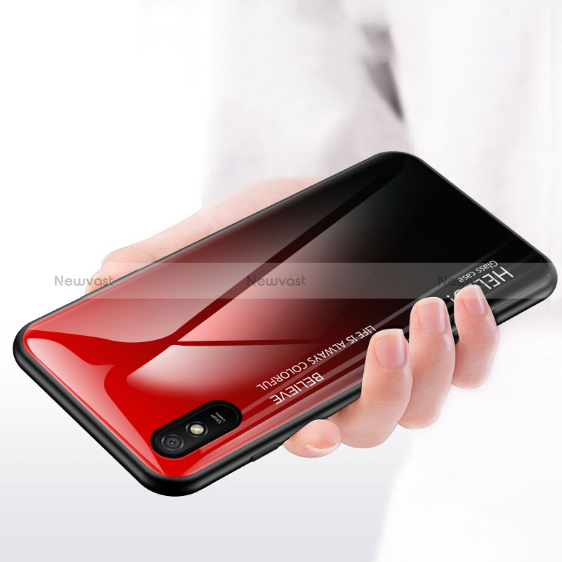 Silicone Frame Mirror Rainbow Gradient Case Cover LS1 for Xiaomi Redmi 9AT