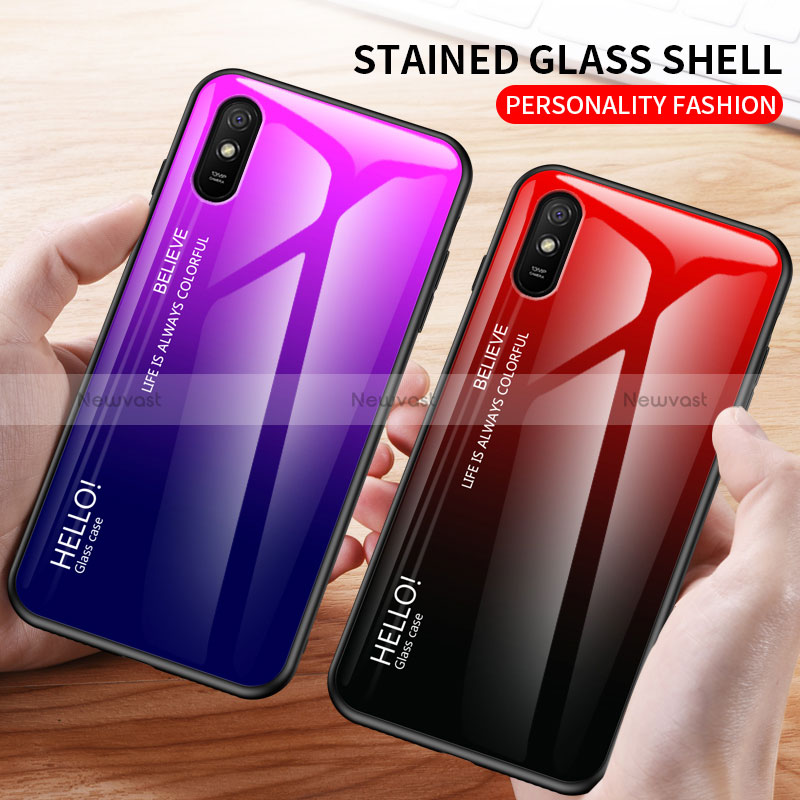 Silicone Frame Mirror Rainbow Gradient Case Cover LS1 for Xiaomi Redmi 9AT