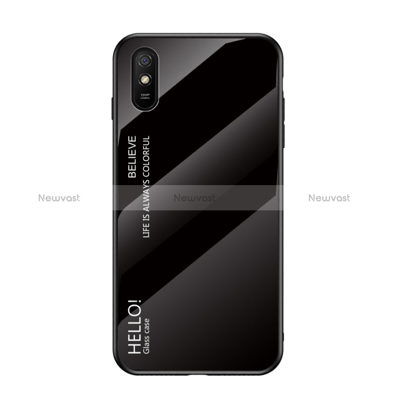 Silicone Frame Mirror Rainbow Gradient Case Cover LS1 for Xiaomi Redmi 9AT Black