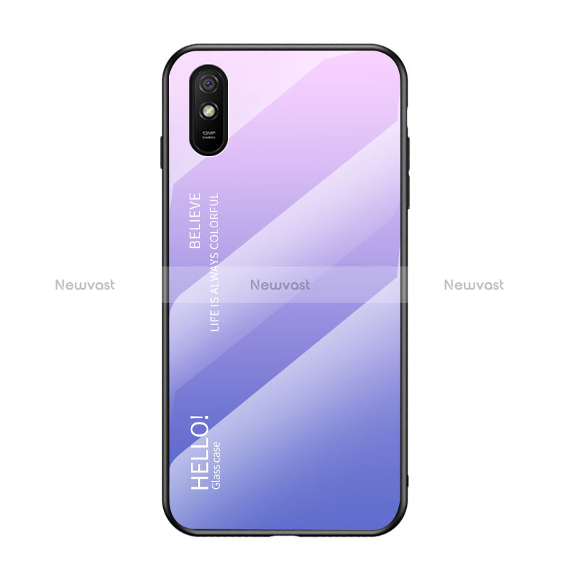 Silicone Frame Mirror Rainbow Gradient Case Cover LS1 for Xiaomi Redmi 9AT Clove Purple