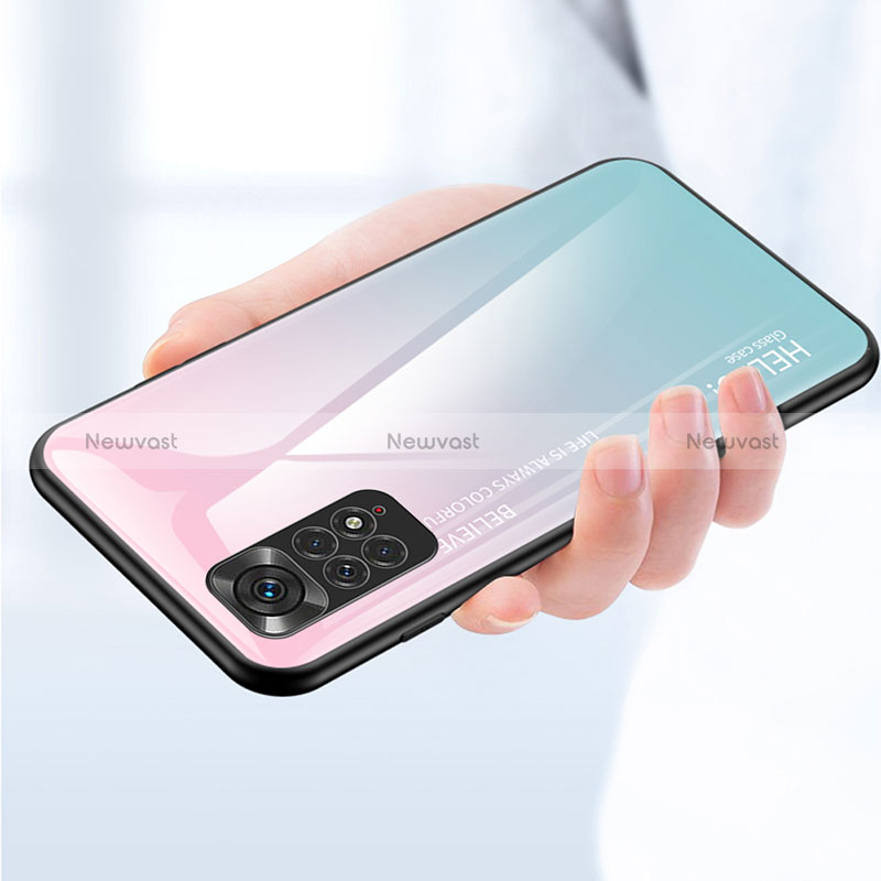 Silicone Frame Mirror Rainbow Gradient Case Cover LS1 for Xiaomi Redmi Note 11 4G (2022)