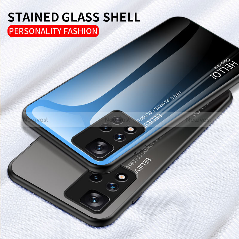 Silicone Frame Mirror Rainbow Gradient Case Cover LS1 for Xiaomi Redmi Note 11 Pro+ Plus 5G