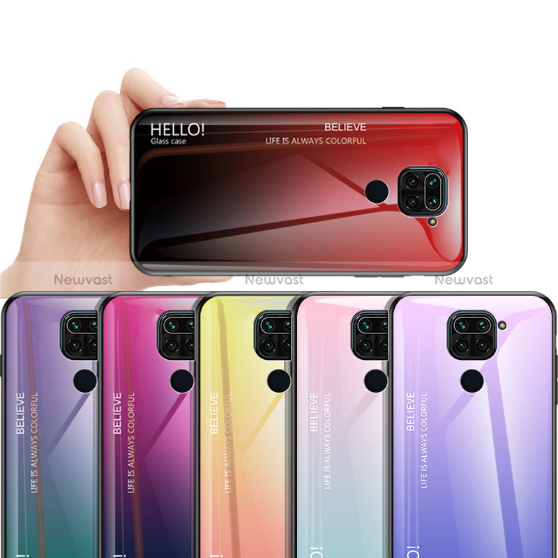 Silicone Frame Mirror Rainbow Gradient Case Cover LS1 for Xiaomi Redmi Note 9