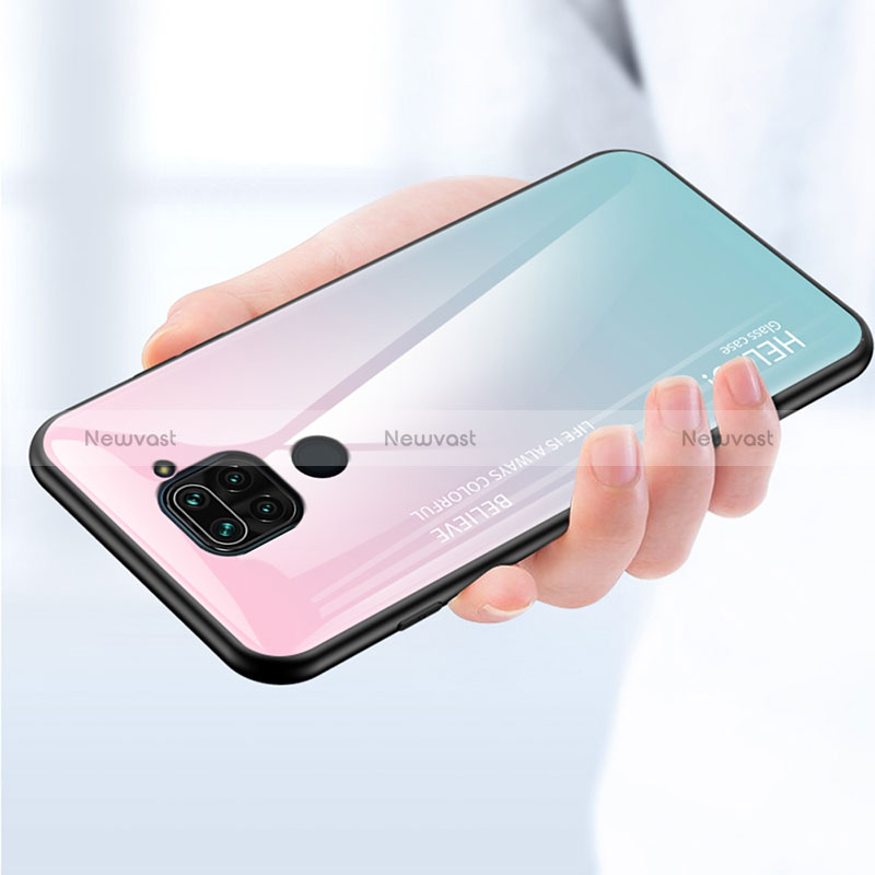 Silicone Frame Mirror Rainbow Gradient Case Cover LS1 for Xiaomi Redmi Note 9