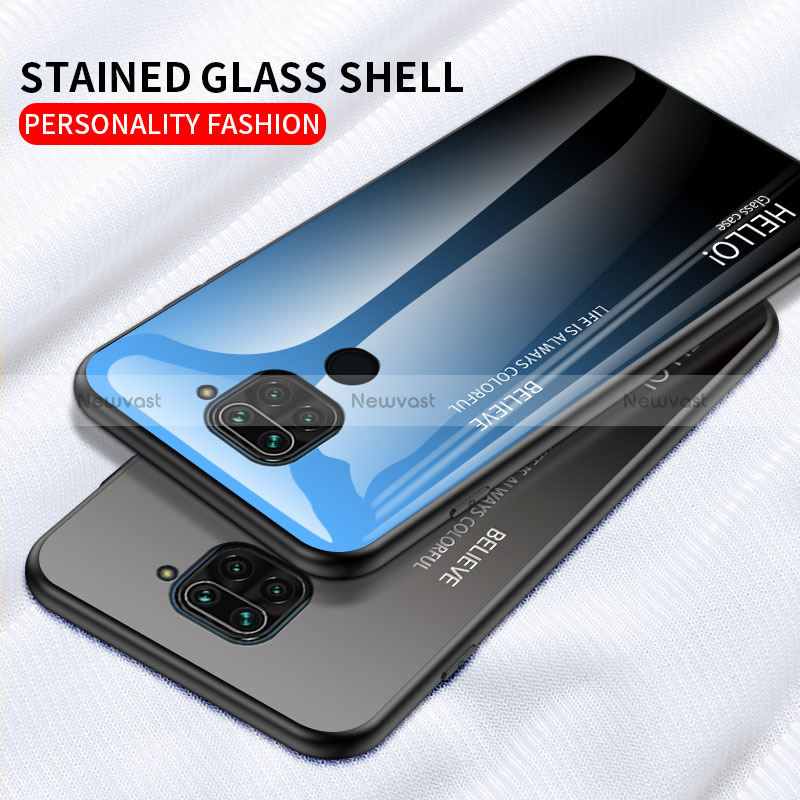 Silicone Frame Mirror Rainbow Gradient Case Cover LS1 for Xiaomi Redmi Note 9