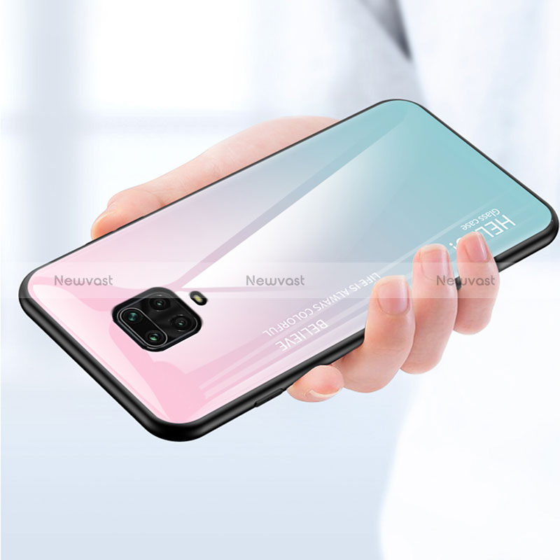 Silicone Frame Mirror Rainbow Gradient Case Cover LS1 for Xiaomi Redmi Note 9 Pro