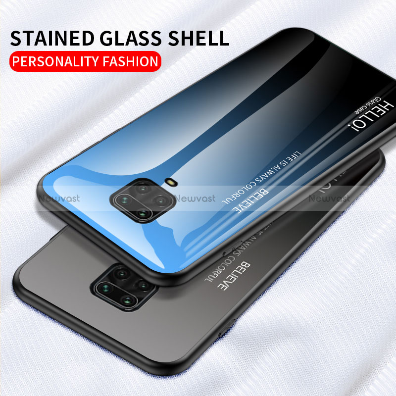 Silicone Frame Mirror Rainbow Gradient Case Cover LS1 for Xiaomi Redmi Note 9S