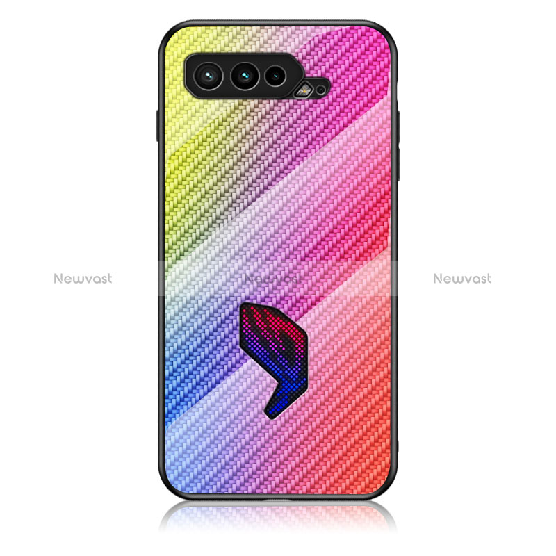 Silicone Frame Mirror Rainbow Gradient Case Cover LS2 for Asus ROG Phone 5s Pro Orange