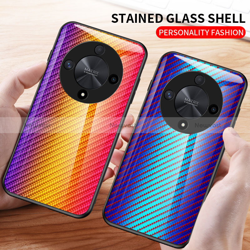 Silicone Frame Mirror Rainbow Gradient Case Cover LS2 for Huawei Honor Magic6 Lite 5G