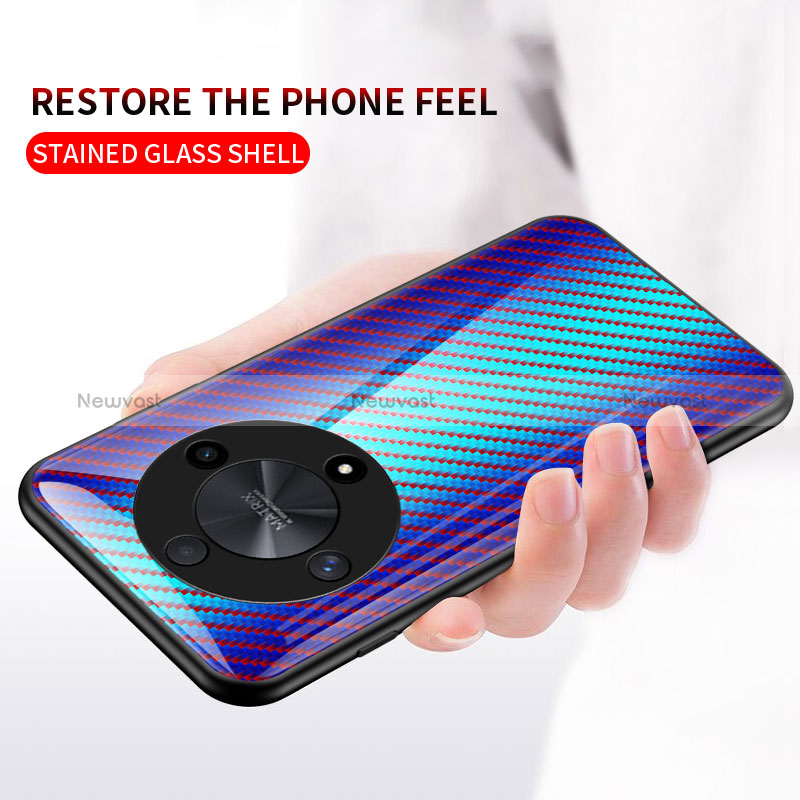 Silicone Frame Mirror Rainbow Gradient Case Cover LS2 for Huawei Honor X9b 5G