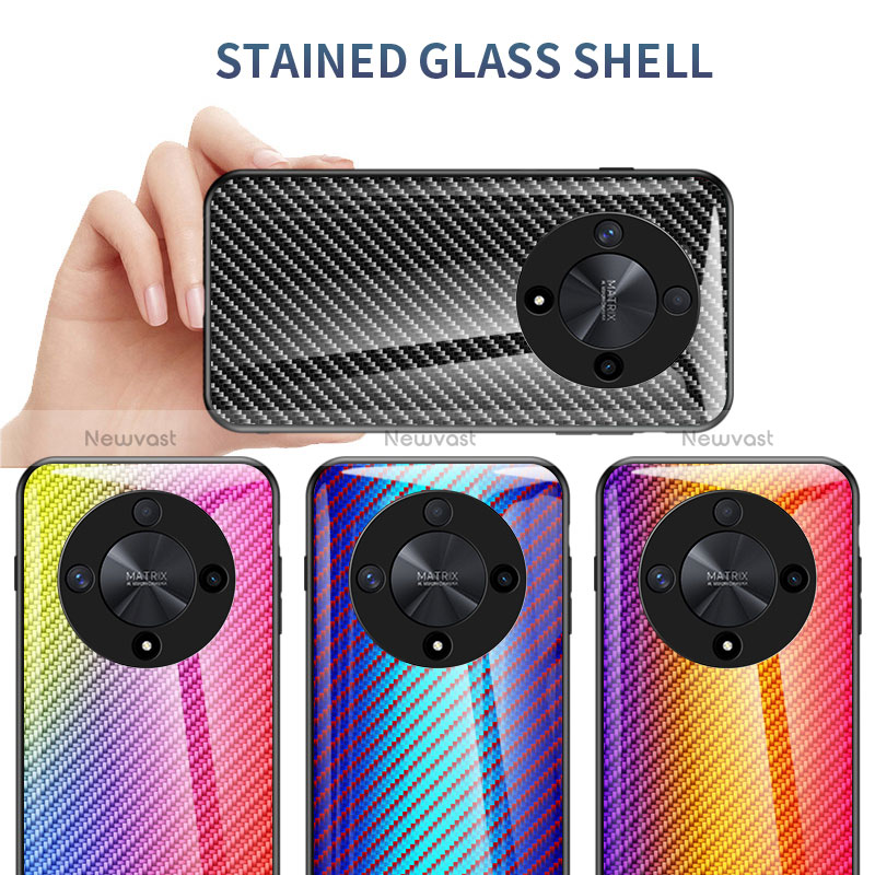 Silicone Frame Mirror Rainbow Gradient Case Cover LS2 for Huawei Honor X9b 5G