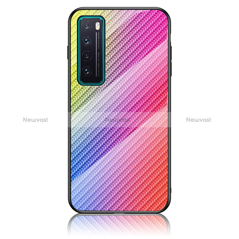 Silicone Frame Mirror Rainbow Gradient Case Cover LS2 for Huawei Nova 7 5G