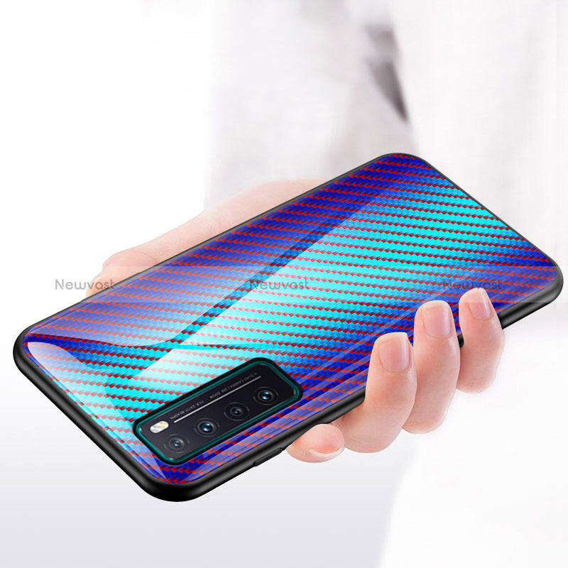 Silicone Frame Mirror Rainbow Gradient Case Cover LS2 for Huawei Nova 7 5G