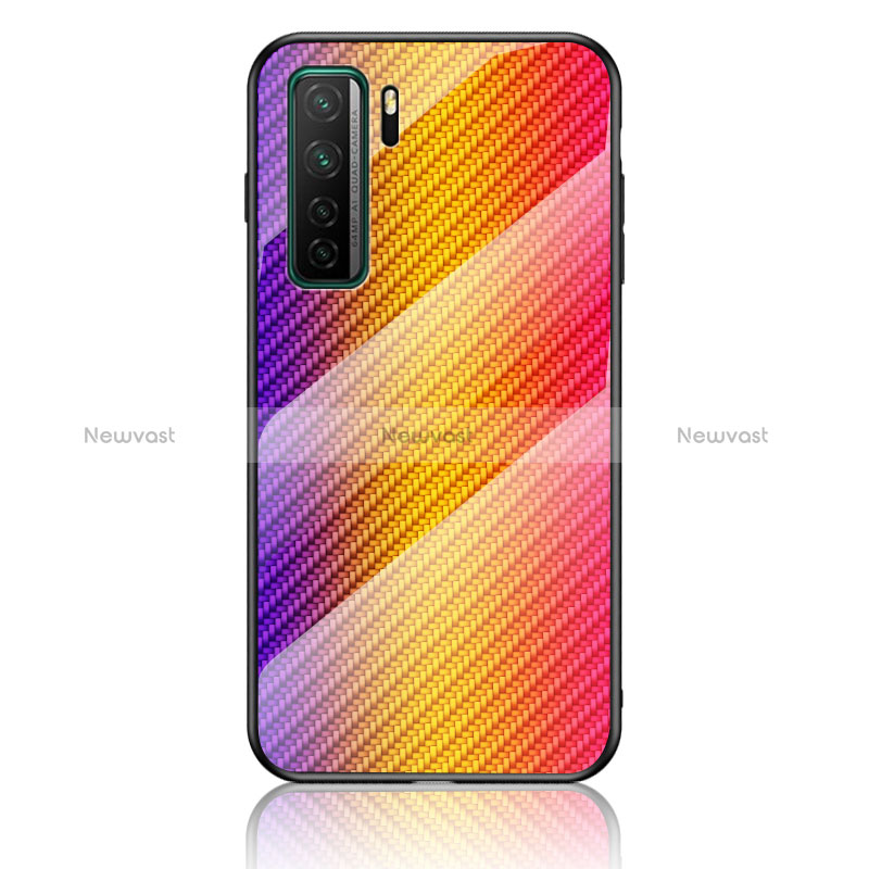 Silicone Frame Mirror Rainbow Gradient Case Cover LS2 for Huawei Nova 7 SE 5G