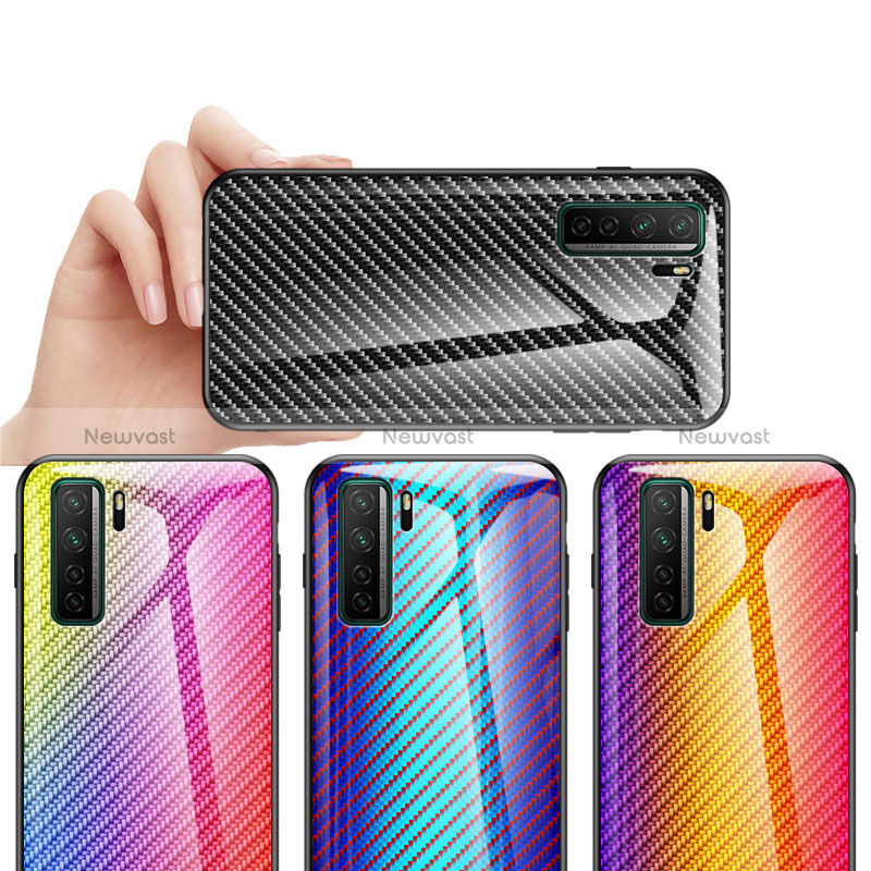 Silicone Frame Mirror Rainbow Gradient Case Cover LS2 for Huawei Nova 7 SE 5G