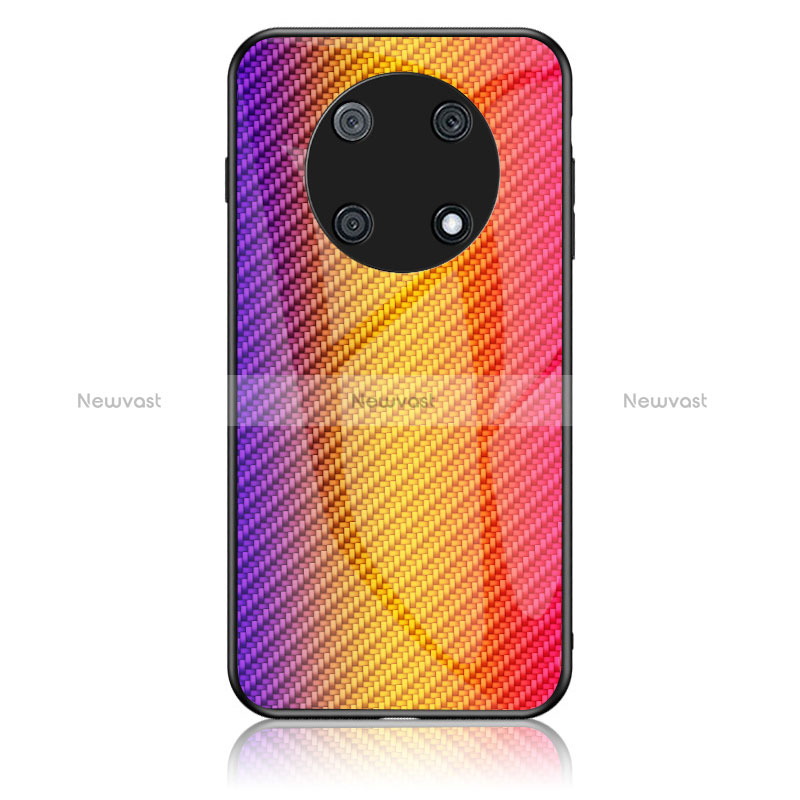 Silicone Frame Mirror Rainbow Gradient Case Cover LS2 for Huawei Nova Y90 Orange
